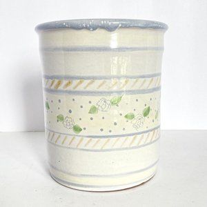 Vintage Sarospatak Red Ware Pottery Kitchen Tool Container Hand Painted Hungary